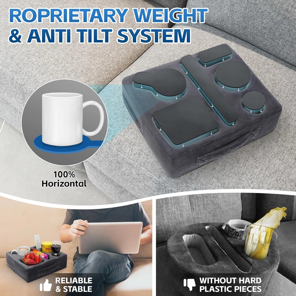 G GOOD GAIN Portavasos Sofá Almohada-Sofá Portavasos Acogedor Amigo | Carrito de Bebidas para Cama Foto 4 de 4