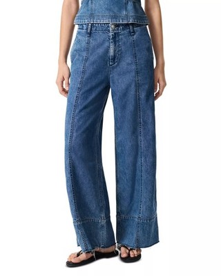 288$ Rag & Bone Feather weight Arianna Cropped Palazzo Jeans Size 25 Blue