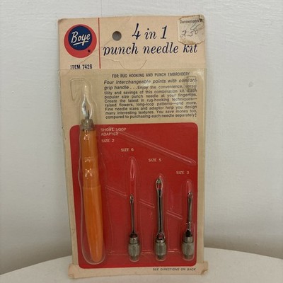 Vintage Boye 4 in 1 Punch Needle Kit in Package #7426 For Wall Hangings Rugs