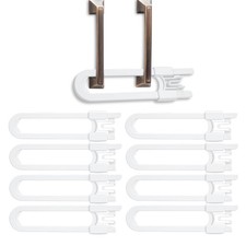 Vmaisi 8 Pack Baby Sliding Cabinet Locks - Adjustable U Shaped Child Safety L...