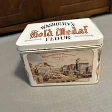 Washburn's Gold Medal Flour Metal Recipe Box Tin Vintage Style