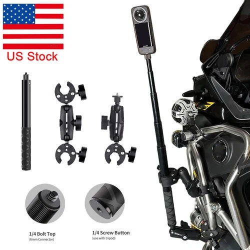 Motorcycle Mount Selfie Stick Kits for Insta360 One R X2 X3 X4/DJI Action 2 3 4
