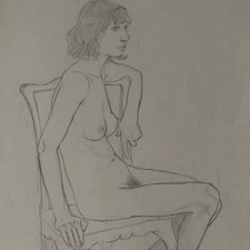 Heinrich Ilgenfritz female nude drawing pencil original unsigned around 1930
