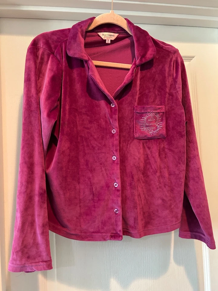 Juicy Couture Y2K Womens Set Comfy Velour Tracksuit Top Pants M Purple - Image 4 of 4