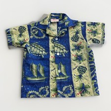 Vintage Hawaiian Tiki Boys Button Down Short Sleeve Shirt Made In Hawaii Size 1