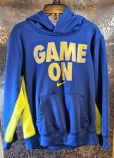 Nike Therma-Fit-Boy's blue/neon green single pocket hoodie size 7