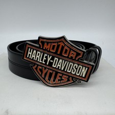 Harley Davidson Black Leather Belt Size 36 Belt Buckle Bar and Shield 97753-07V