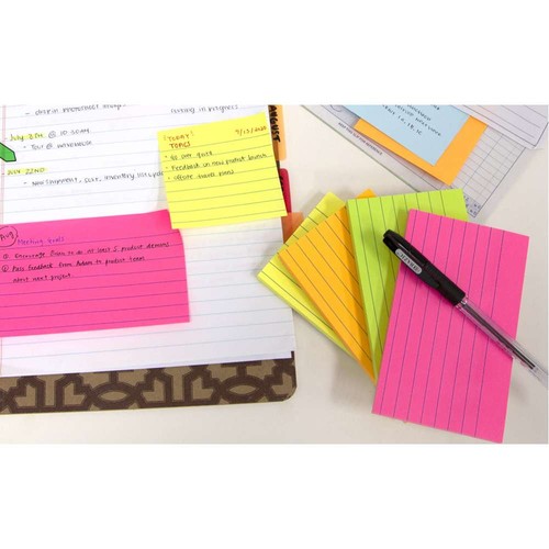 BAZIC 70 Ct. 3" X 5" Forrado en Neón Stick On Notes, Pack de 24 - Imagen 4 de 5