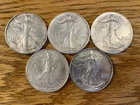 US Mint American Silver Eagle 1 oz Silver Coins Lot of (5) 1991, 1993, 1994
