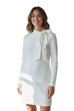 Calvin Klein Ivory Tie Neck Shift Dress Size 4 NWT