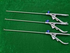 3Pc Laparoscopic Curved Needle Holder 5mmx330mm Reusable Stainless Steel SS Tool