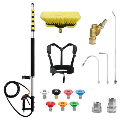 #ad 25FT Telescoping Pressure Washer Extension Wand with Brush Head2 Power Washe... $208.74