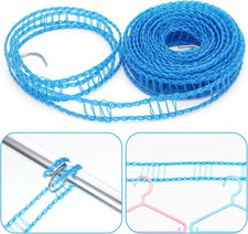 3PCS Portable Clothesline with Hooks Windproof Nylon Laundry Line