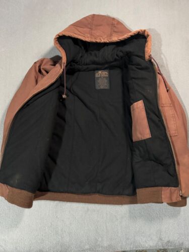 Old Mill Vtg Heavy Duty Work Zip Jacket Coat Hoodie Brown Carhartt Style M - Picture 2 of 12