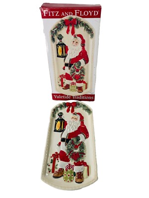Fitz & Floyd Santa Elongated Tray Christmas New In Box Yuletide Traditions 