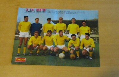 Poster équipe FC Nantes 1965 - Mini Photo Recto-verso Suaudeau, Budzinski