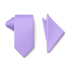 Mens Solid Color Formal Necktie and Pocket Square Handkerchief Sets Lavender