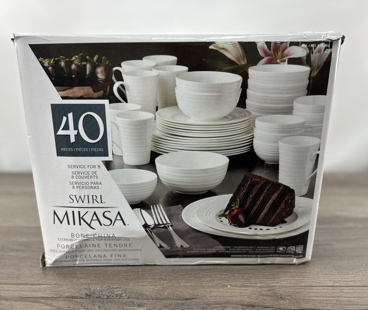 Mikasa Swirl 40-piece Bone China Dinnerware Set, New | Open