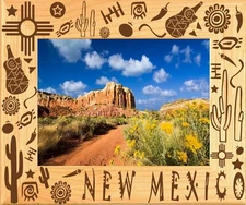 New Mexico Laser Engraved Wood Picture Frame Landscape (5 x 7)
