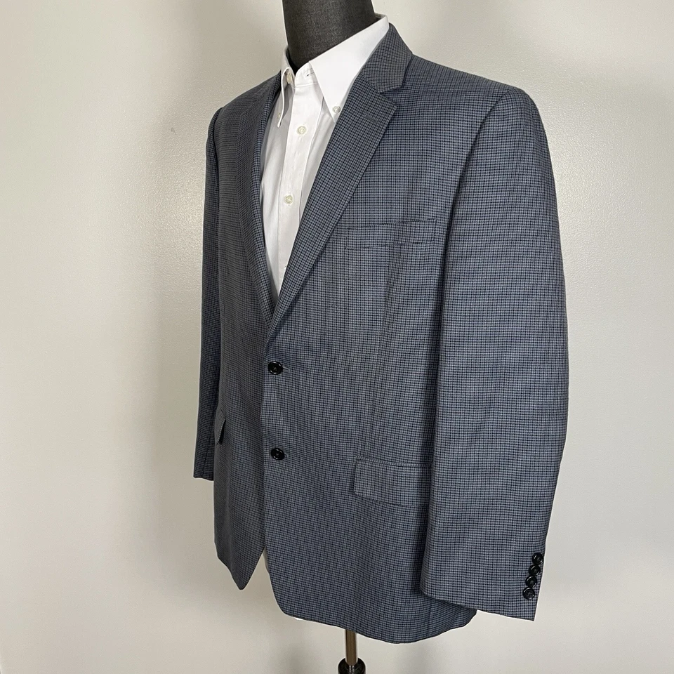 Izod Sport Coat Mens 44R Multicolor Check Polyester Double Vented Soft Textured - Image 3 of 4