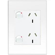 HPM VIVO VERTICAL DOUBLE POWERPOINT 10A 240V Sleek & Square WHITE