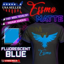 Fluorescent Blue Heat Transfer Vinyl HTV T-Shirt 10" Iron On Heat Press DP30