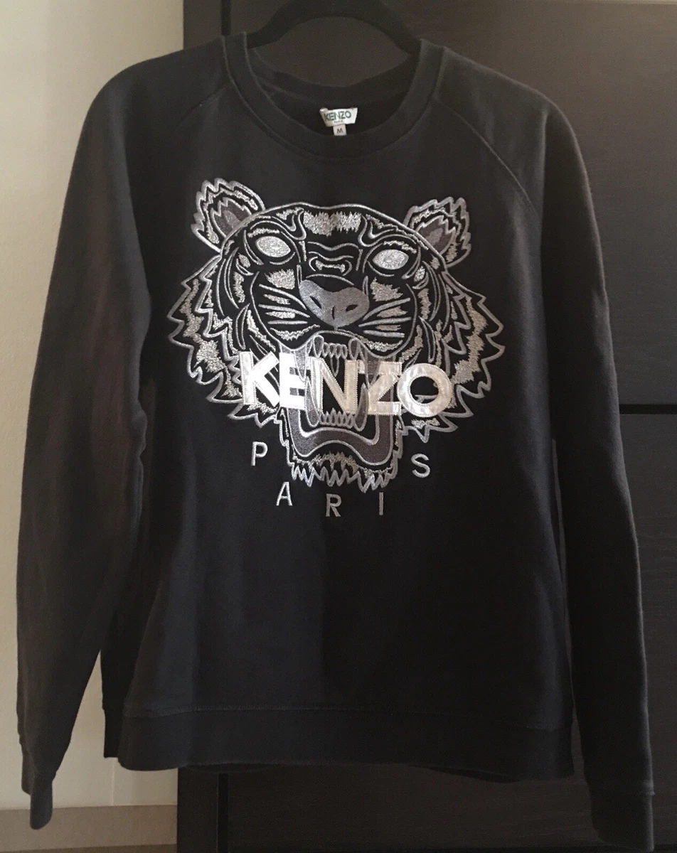 KENZO PARIS WOMEN EMBROIDERED TIGER SWEATSHIRT/PULLOVER-SIZE M/US 6-GENTLY  USED