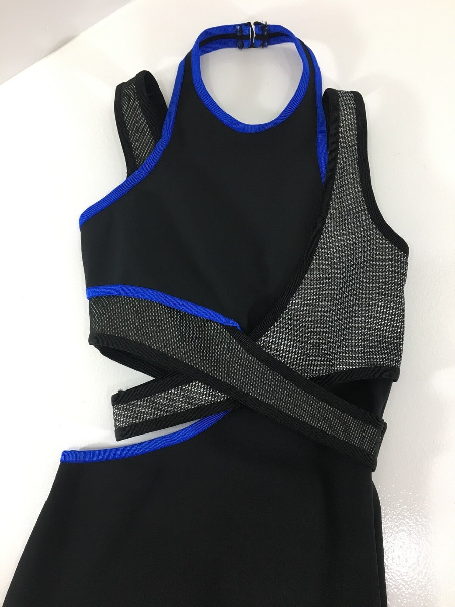 Alexander Wang Womens Halter Neck Midi Dress W Cut Out Side Black/Blue 2 P/O @ Alexander Wang Womens Halter Neck Midi Dress W Cut Out Side Black/Blue 2 P/O @