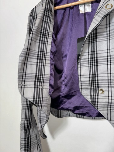 Triple 5 Soul Plaid Jacket Women's Size Large Asymmetrical Blazer Gray Black NWT - Picture 6 of 9