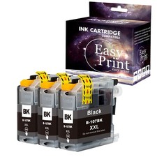 3-Pack LC107BK LC107 Ink Cartridge Used for MFC-J475DW MFC-J875DW Printer