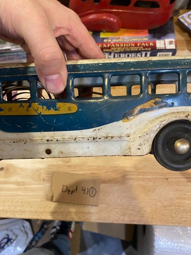 Buddy L Nr. 755 Windhundlinien Bus Windup - gepresster Stahl - USA Kriegszeit - Bild 7 von 11