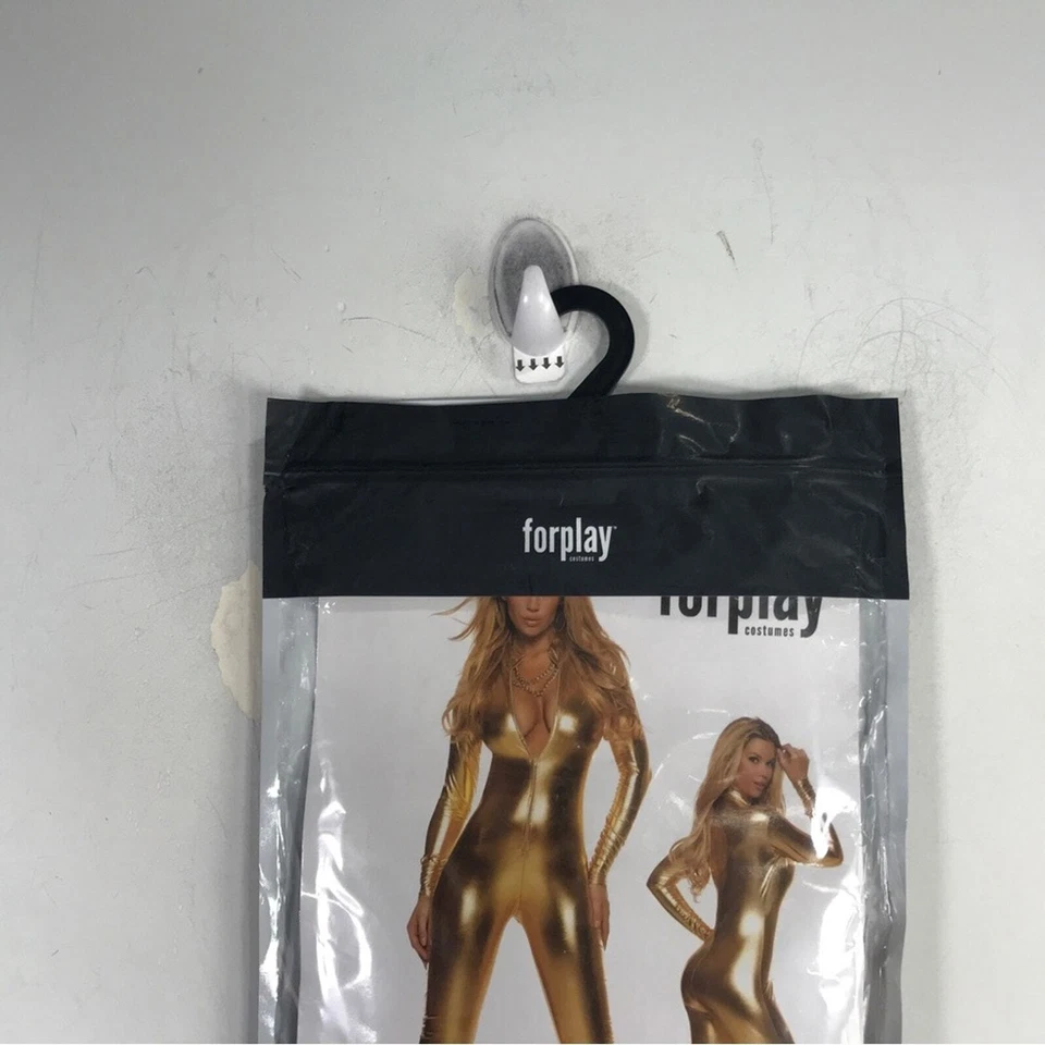 Traje de gato Forplay con cremallera frontal cuello falso, para mujer talla M/L - dorado metálico Foto 2 de 4