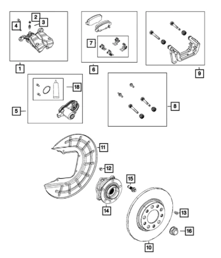 Kit de pastillas de freno traseras 14-20 Jeep Cherokee BProAuto de Mopar genuino OEM Foto 2 de 4
