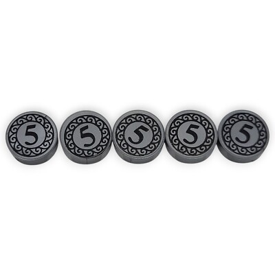 Lego Münze Coin 5 Black Number Fliese Tile Rund 1x1 98138pb023 Silber Ersatzteil