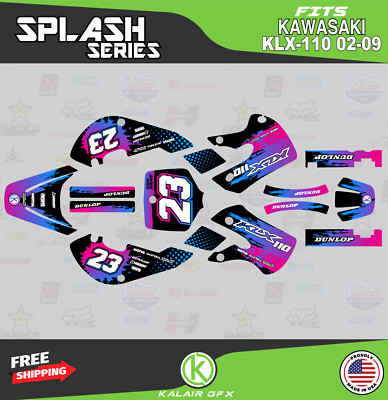 Graphics Kit for Kawasaki KLX110 (2002-2009) KLX 110 Splash Series- Pink Fade