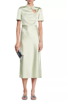 Sandro Rachel Vert Amande Midi Column Dress - size 2 US / 34 FR   - retail $490