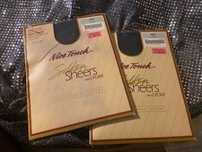 2 Pairs Sears Vtg Nice Touch Silken Sheers W Lycra Tall Off Black Panty Hose