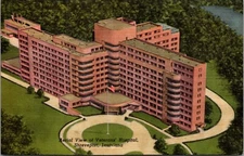 Linen Postcard Aerial View of Veterans' Hospital in Shreveport, Louisiana