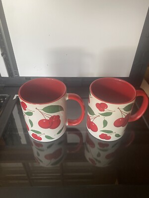 Orca Coatings Set of 2 Cherry Coffee Mugs Brand NEW