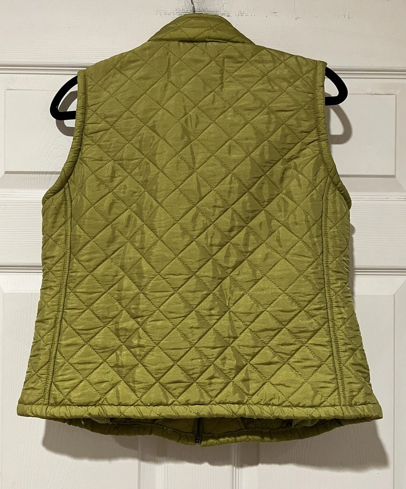 True Grit Para Mujer M Acolchado Sherpa Forrado Chaleco Chaqueta Verde Cremallera Completa Mezcla de Nylon Foto 2 de 4