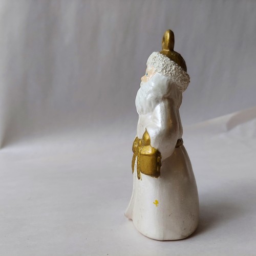 Vestido blanco adorno de Santa con adorno y linterna dorados, bisque 4" pintado a mano - Imagen 3 de 11