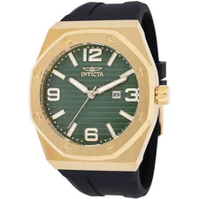 Invicta Men's Watch Huracan Quartz Green Dial Black Silicone Strap 45777