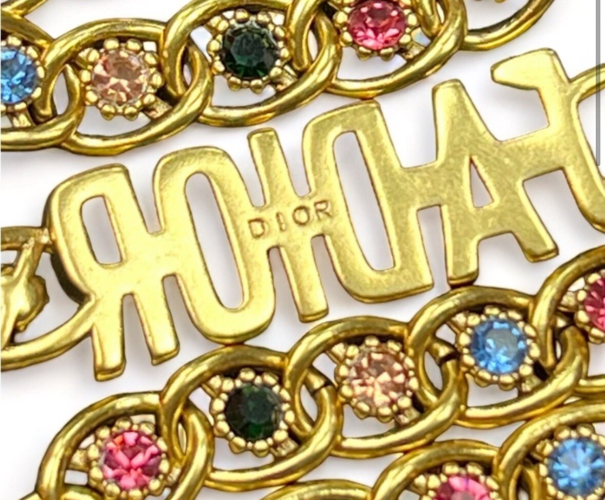 J'adior Multicolor Necklace Gold Gem Stones Cd Christian Dior