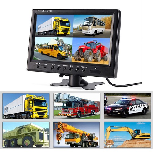 3 X 9" Quad Split Monitor Screen Rear View Backup Camera System For Bus Truck RV - Picture 5 of 18