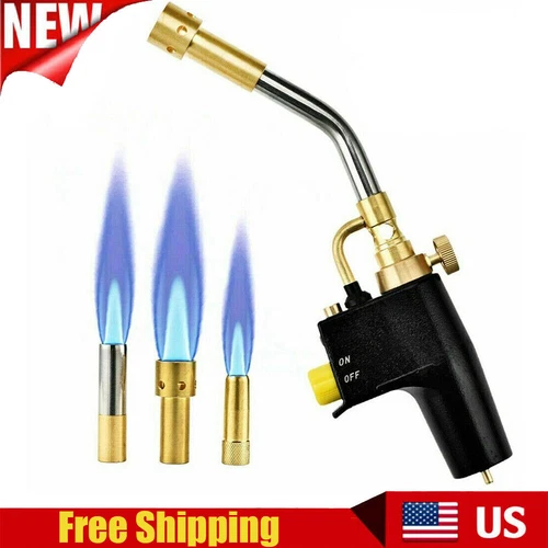 High Intensity Mapp/Propane Torch Head Trigger Start Welding Torch Kit +3 Nozzle