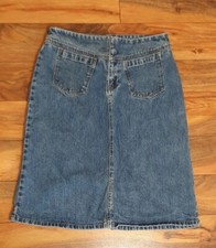 Gap Womens Blue Jean Midi Pencil Skirt Size 4 Med Wash Denim Back Slit 90s Y2K