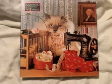 Miss Kitty At Home Jigsaw Puzzle 500 piece Cat Tales Kitten Sewing Machine Bird