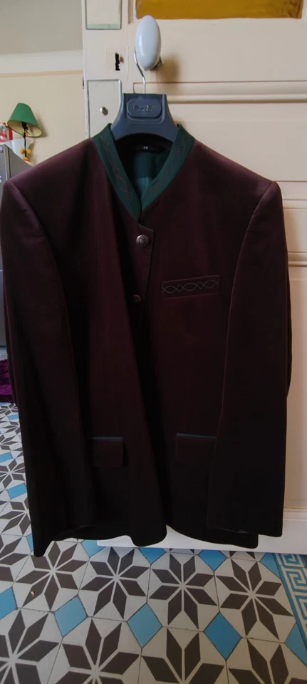 Veste autrichienne en velours, vert et marron - Photo 3/4