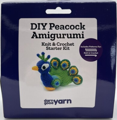 Darn Good Yarn DIY ''Peacock Amigurumi'' Knit & Crochet Starter Kit #1096