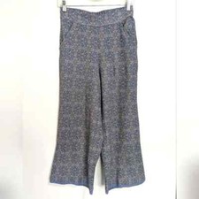 Max Studio Blue Floral Ditsy Print Wide Legged Cropped Pant Size Small